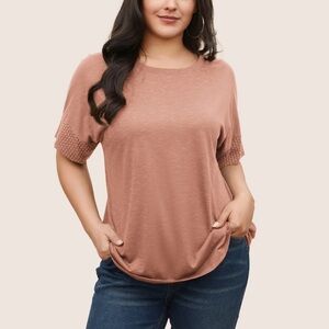 BloomChic Plus Size 2XL Solid Lace Insert Batwing Sleeve T-shirt us18-20